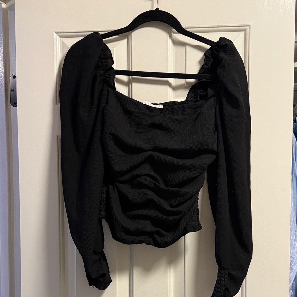 ASTR Ruched Puff Sleeve Women's Top